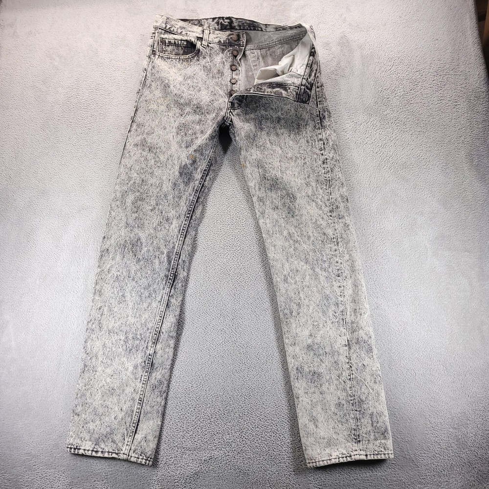 Levi's Jeans Mens 36x36 Gray 501 Straight Acid Wash Vintage 80s USA Button Fly